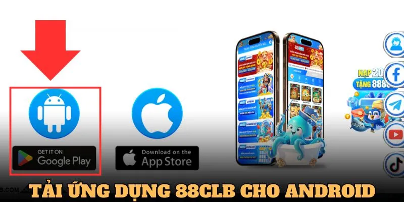 Click tại khung đỏ để tải app cho Android